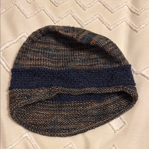 Striped Knit Beanie in Brown and Blue - Picture 1 of 1